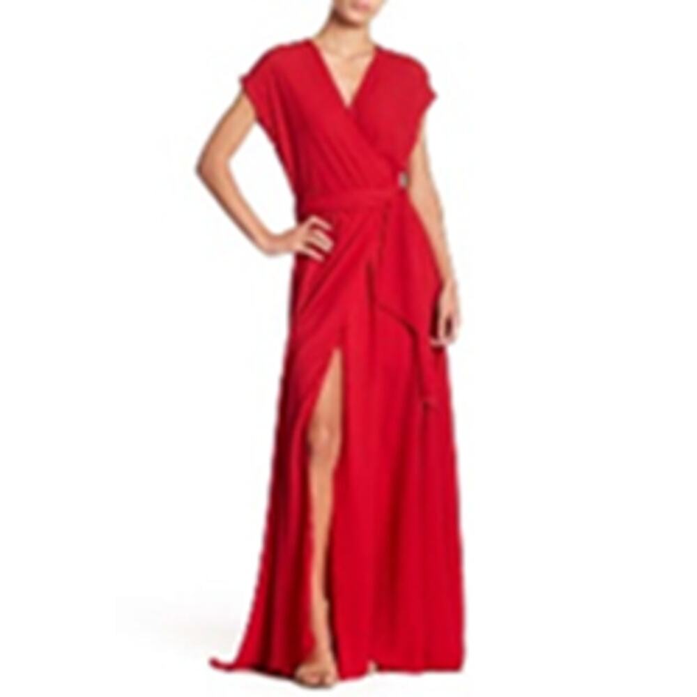 Meghan LA Jasmine Solid Maxi Wrap Dress